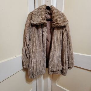 Dennis by Dennis Basso Reversible Patterned Faux Fur Jacket Women's 2X